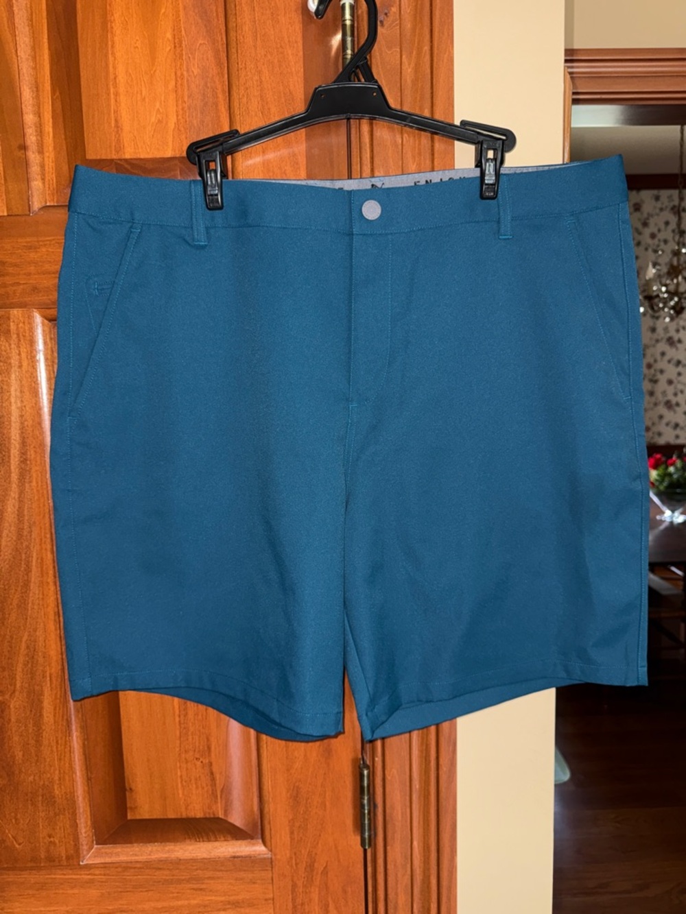 Puma Men's Teal Blue Flat Front Performance Shorts